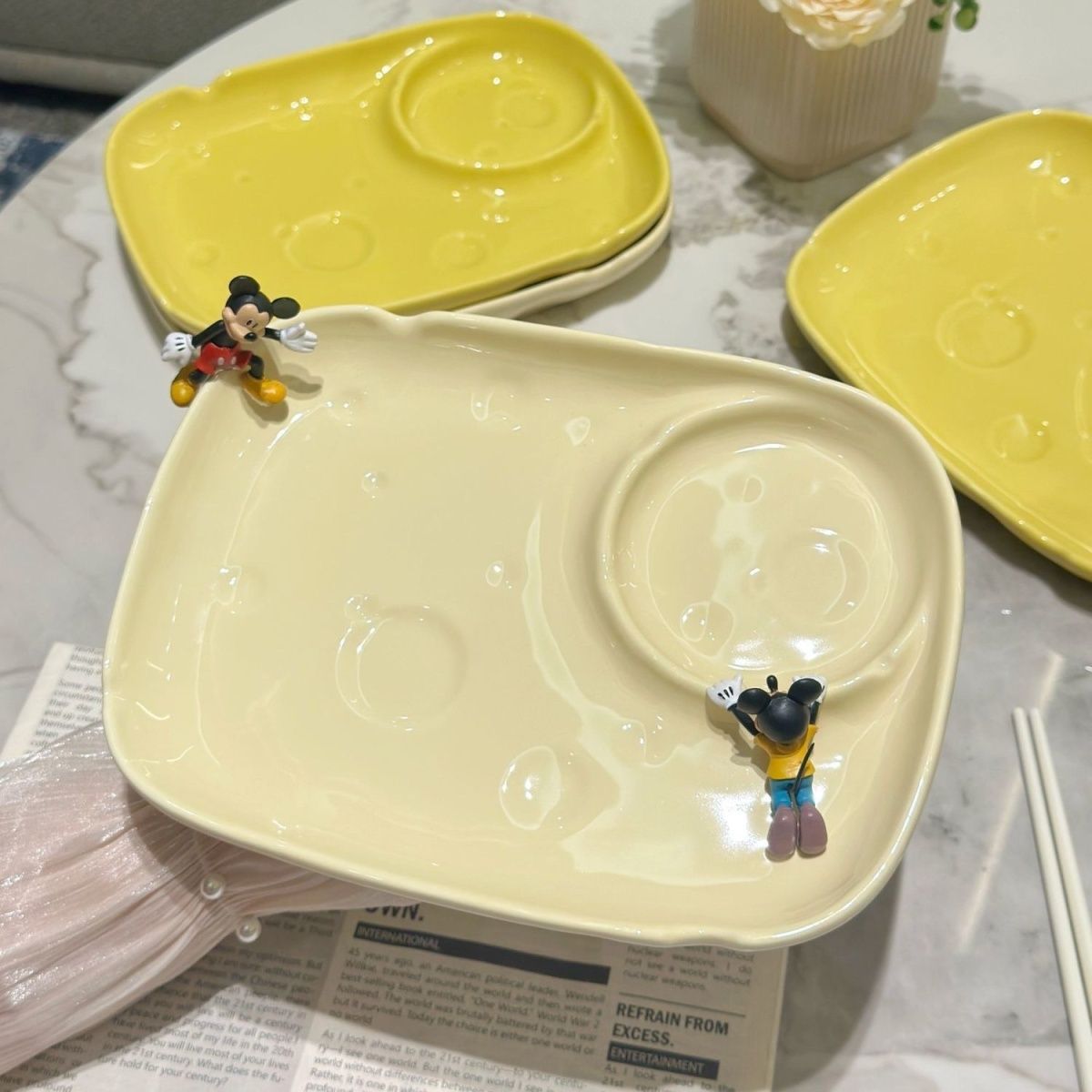 Cheese Dumpling Plate Ceramic with Vinegar Dish Home Kitchen Food Grade Kidsren's Milk Fufu Plate Cute Breakfast