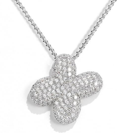 Venta caliente transfronteriza globo plateado gordito 26 letras inglesas collar colgante cobre chapado en oro real con incrustaciones de circón