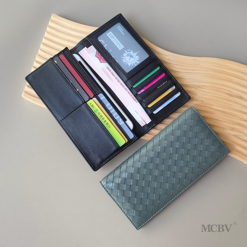 MCBV Sheepskin Hand-woven Long Wallet Genuine Leather Package Large Capacity Cash Wallet Card Holder Photo Clip Trendy MCBV Sheepskin Hand-woven Long Wallet Genuine Leather Package Large Capacity Cash Wallet Card Holder Photo Clip Trendy