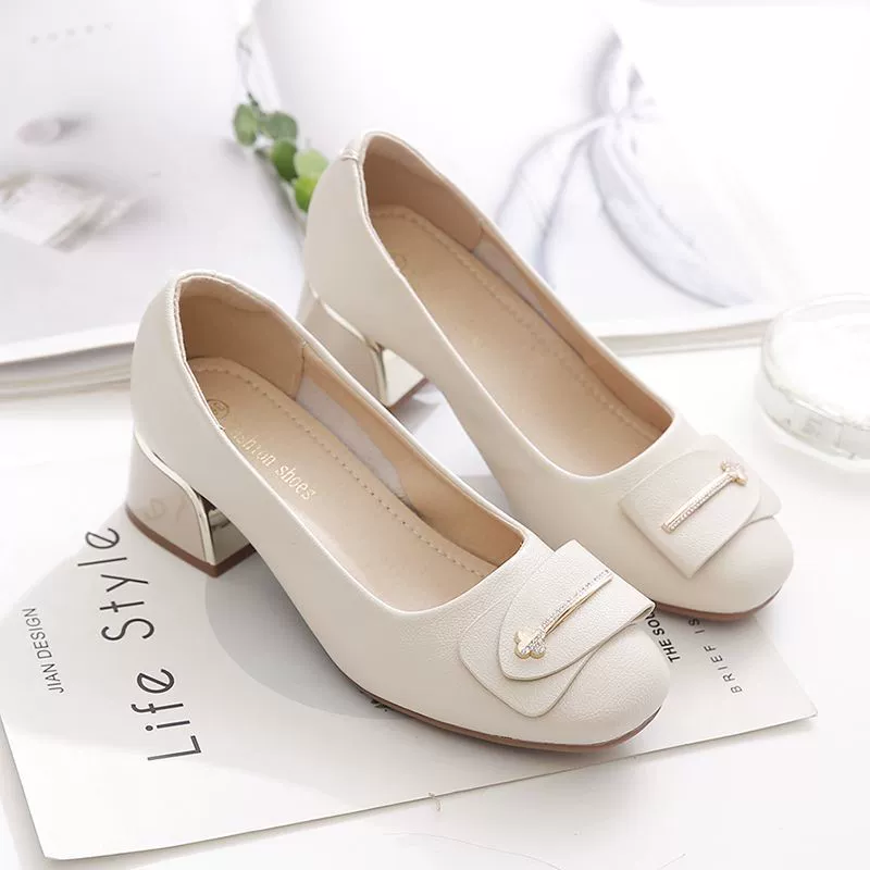 Женские туфли, туфли для мам 2025, мягкие кожаные туфли на мягкой подошве, новые кожаные туфли на толстом каблуке, удобные рабочие туфли, туфли на высоком каблуке