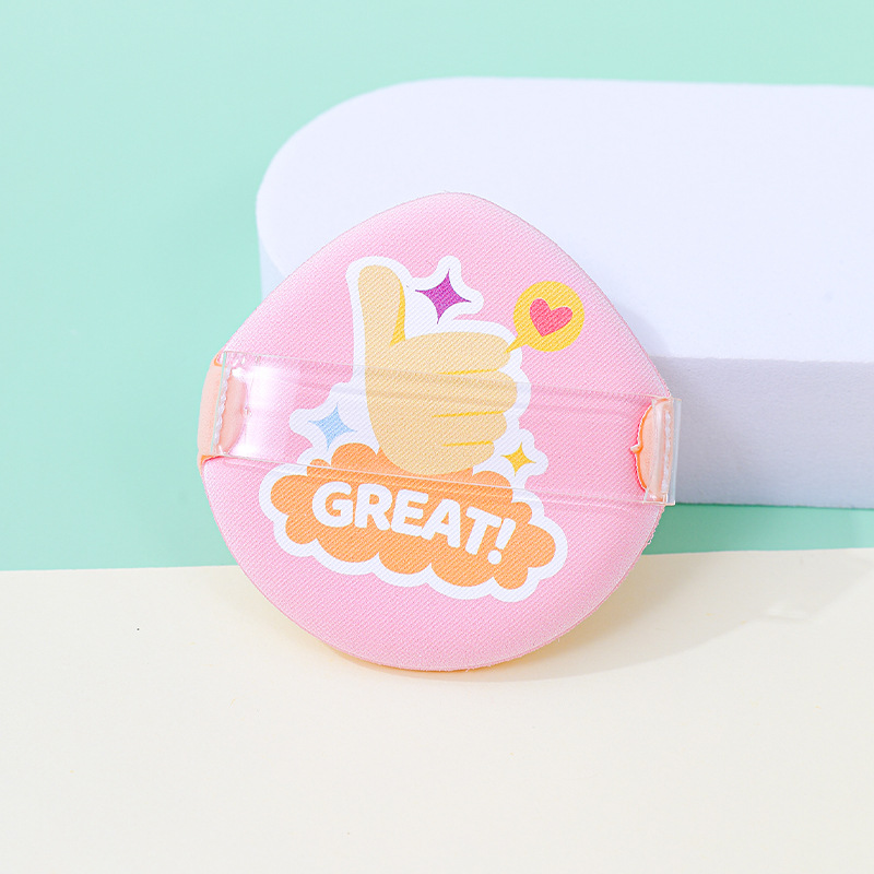 Fábrica personalizada Macaron Shuffle polvo de cojín de aire grande ancho cinta dedos esponja maquillaje no látex al por mayor