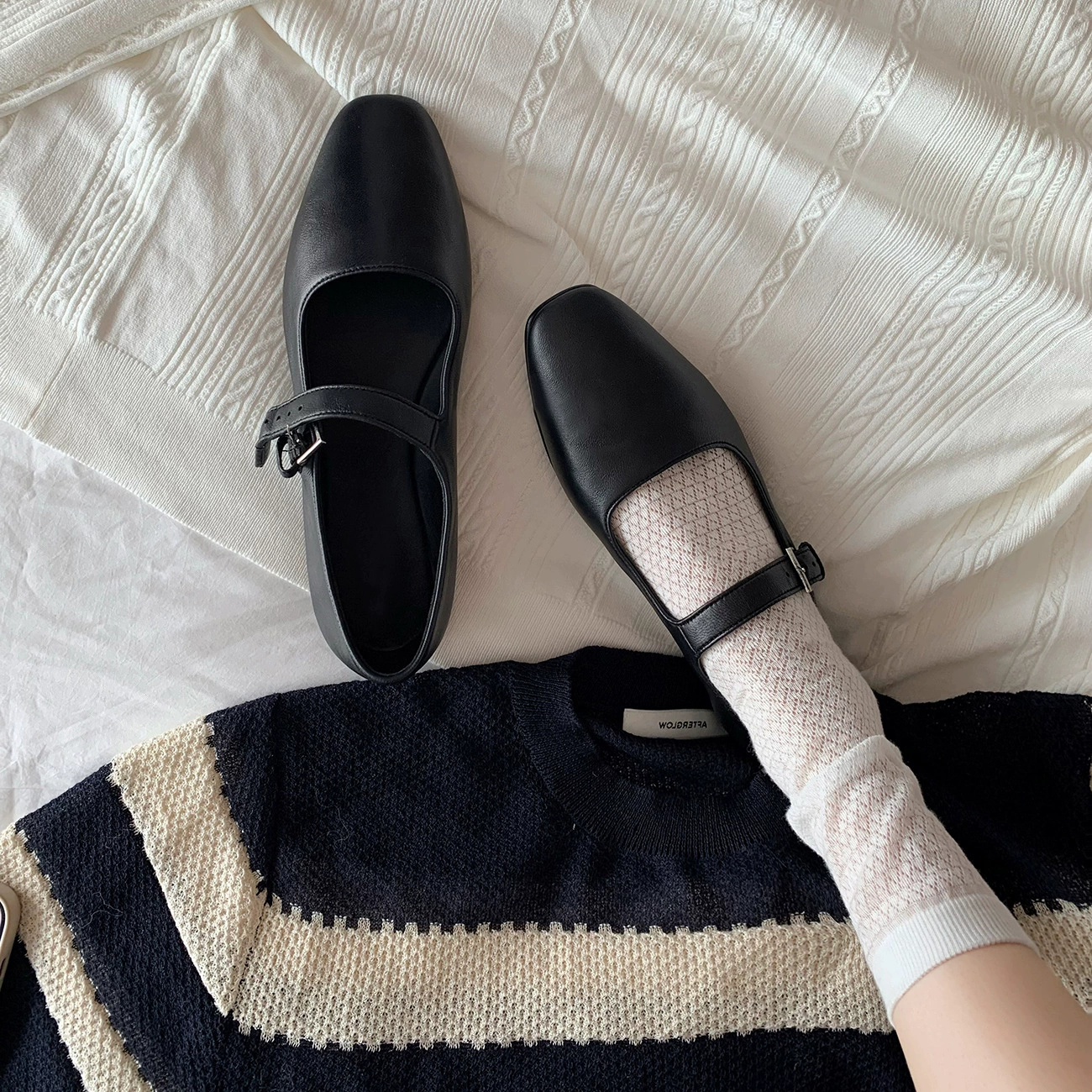 Коровья кожа версия ~ Кожаная французская ретро обувь Мэри Джейн женская дикая пряжка, туфли на плоской подошве, одиночные туфли, маленькие кожаные туфли