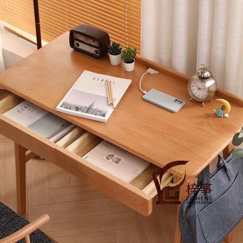 Scandinavian Solid Wood Beech Modern Minimalist Desk Living Room Study Bedroom Small Apartment Desk