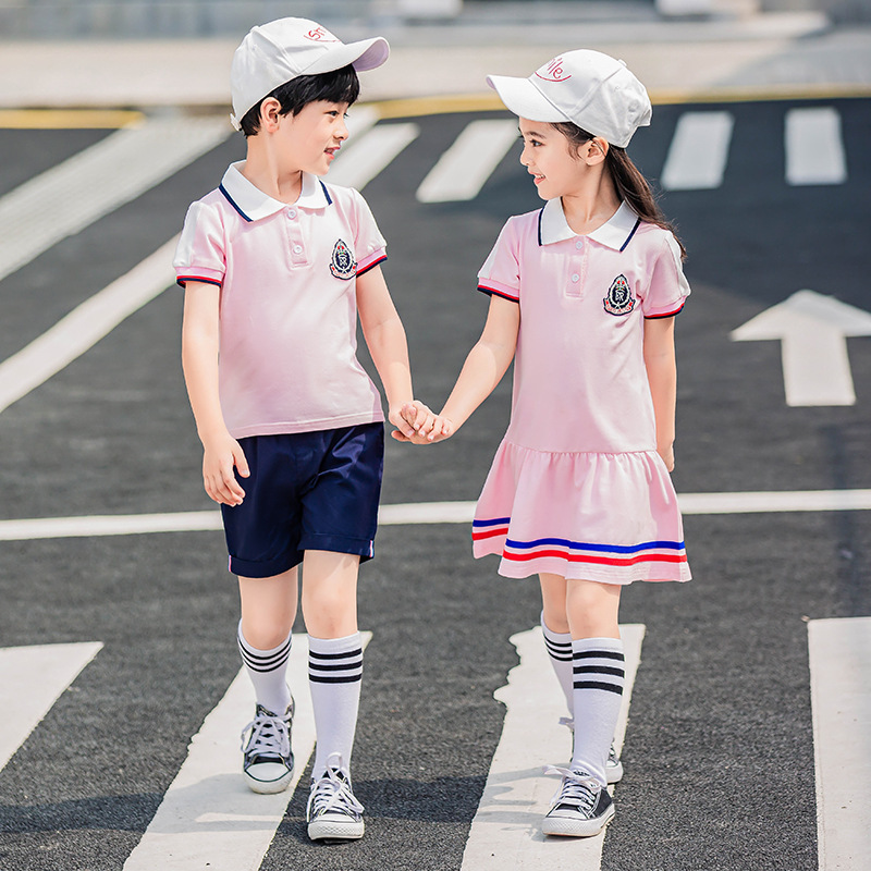 pupil school uniform kindergarten Class clothes 2021 Summer wear new pattern British style Costume CUHK leisure time Free Post