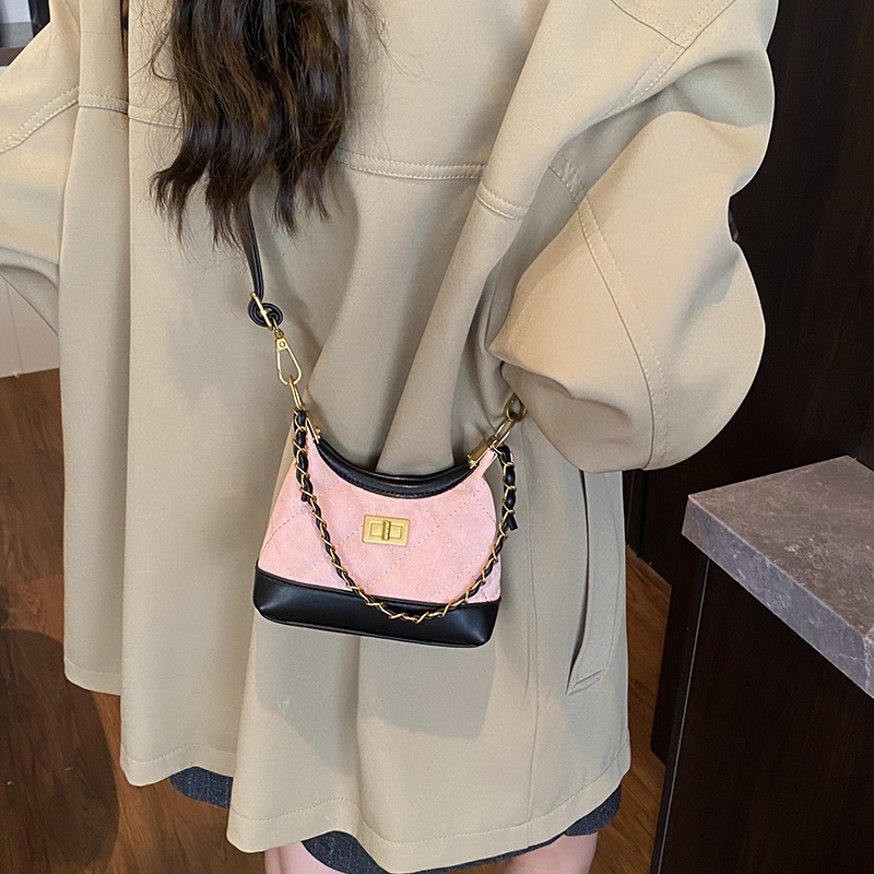 2025 nuevo bolso de moda para niños esmerilado cadenas de moda para niños y niñas bolso de hombro de diamante mini bloqueo cuadrado bolso de bebé