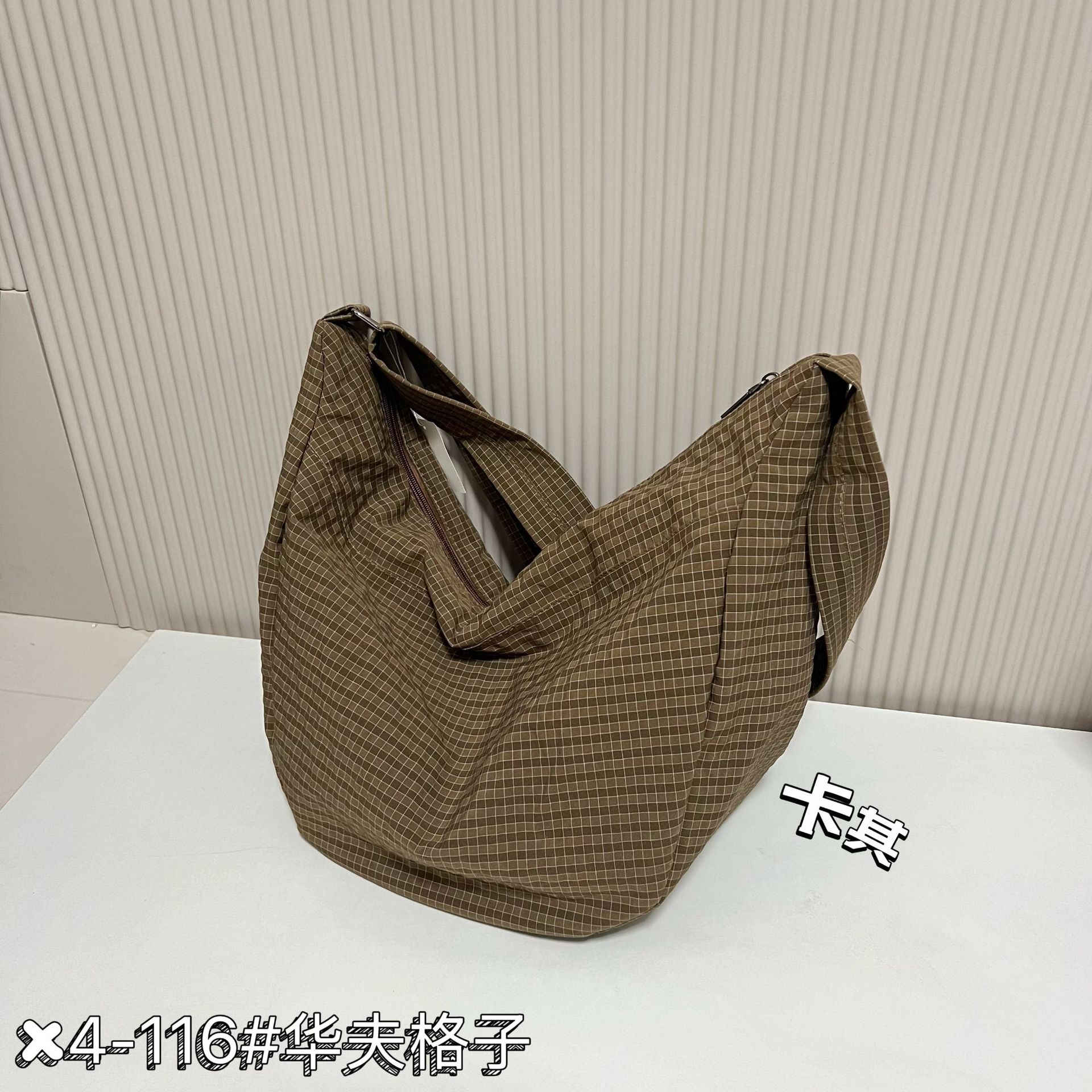 Bolso de bola de masa de viajero de moda perezoso nuevo bolso Tote todo fósforo bolso de mensajero de un solo hombro de gran capacidad bolsa de tela Waffle image 8