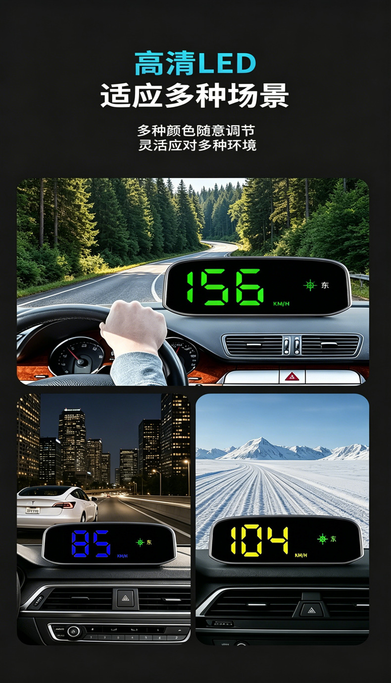 New solar HD precision HUD head-up display dual system GPS Beidou car electronic dog voice broadcast