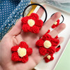 Send you a little red flower Yi Xi Qianxi the same red woolen flower chest needle hair clip female card female accessories hair accessories