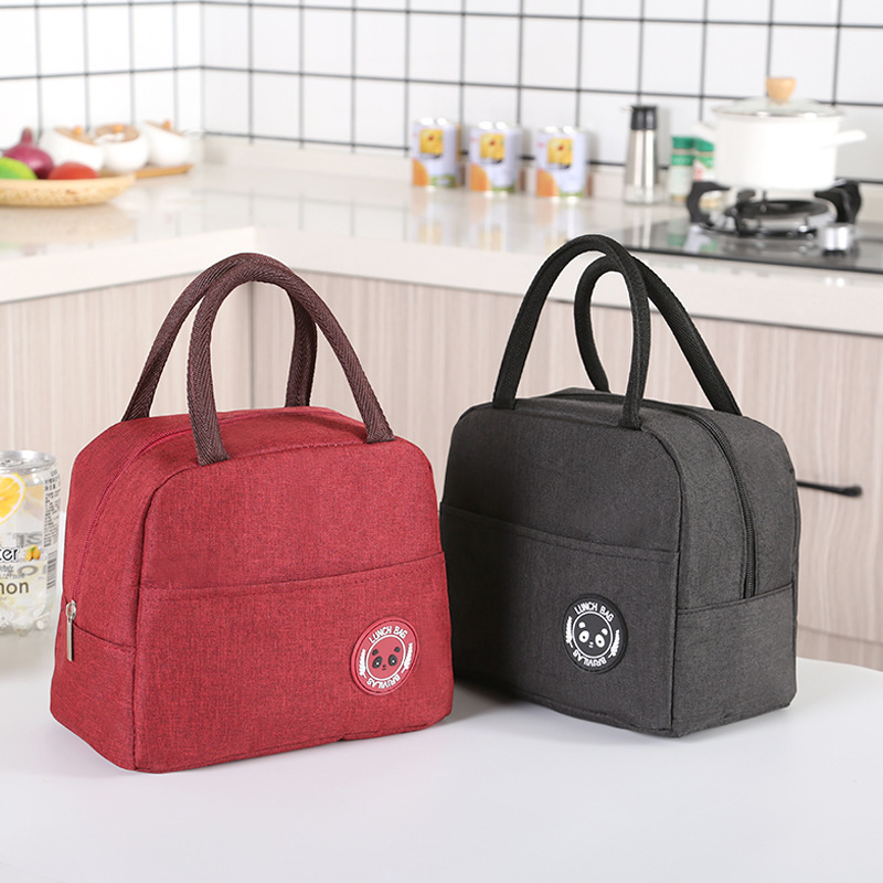 Lunch Bag with Handle, Insulated and Thickened, Panda Design, Cooler Bag, Thermal Insulation, Waterproof, Aluminum Foil, for Work and School, Lunch Box Bag