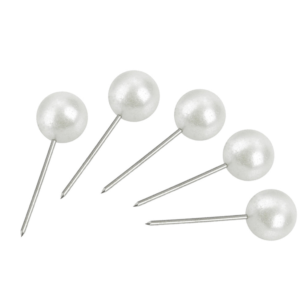Amazon nuevo 100/200 piezas en caja de clavos esféricos blancos nacarados, clavos de fijación de papel de corcho decorativos