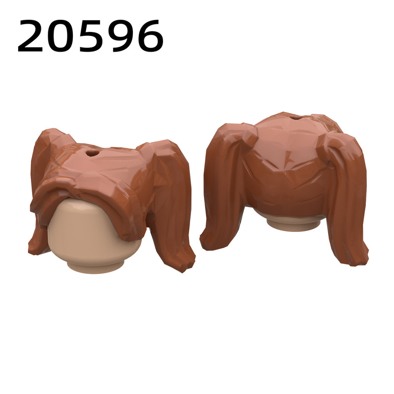Compatible with Building Block Parts and Accessories, Mini Wig 20596, Double Ponytail Minifigure Props, Small Particle Interlocking Parts Compatible with Building Block Parts and Accessories, Mini Wig 20596, Double Ponytail Minifigure Props, Small Particle Interlocking Parts