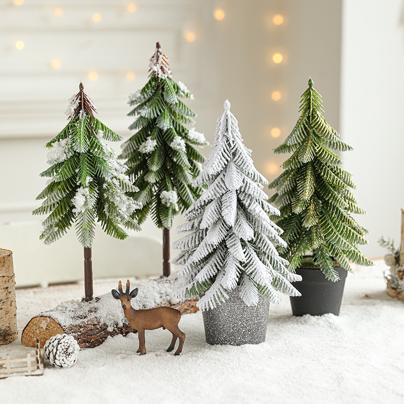 Pequeño árbol de nieve de Navidad doméstico mini decoración de escritorio imitación de árbol de fiesta atmósfera de ventana