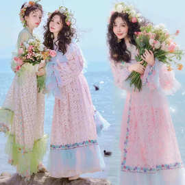 西双版纳旅拍写真闺蜜民族服装女改良藏服春日小清新少女藏族服装