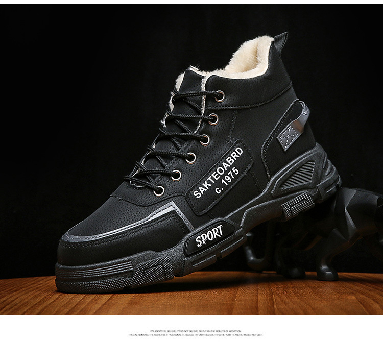 Winter plush boots for men's Korean version, versatile, high rise, thick soles, warm insulation,_voghion.com