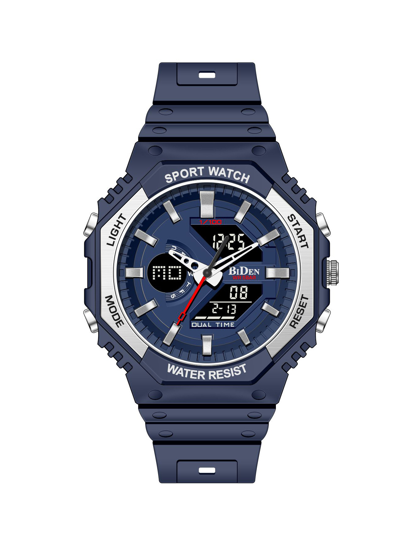 Biden multifunción impermeable deportes reloj electrónico luminoso doble pantalla resistente a la caída estudiante reloj de moda R005