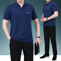 2022中老年休閒套裝爸爸短袖T恤運動服套裝男士夏季套裝男