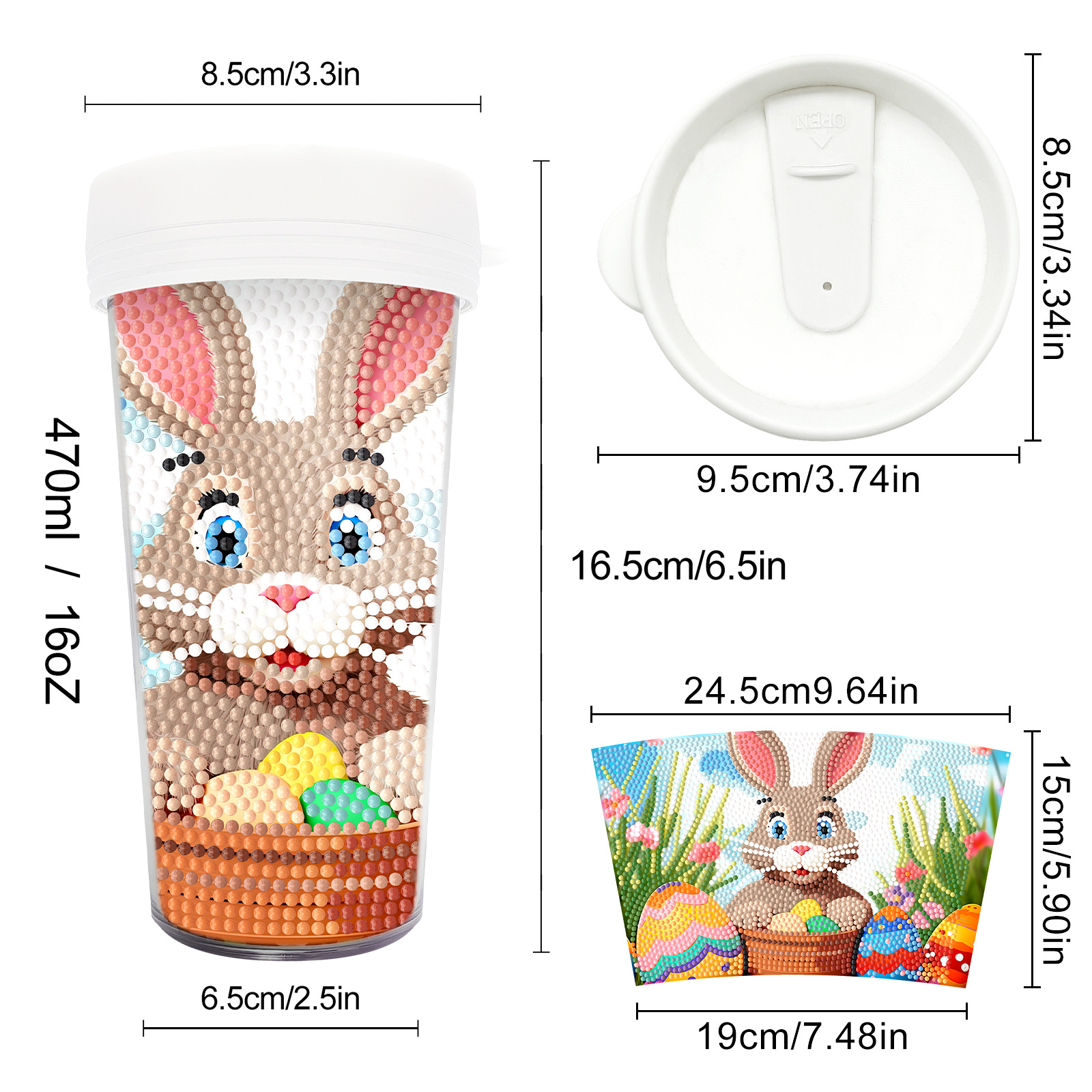 Pintura de diamantes seleccionada nueva taza de bricolaje pintura de diamantes completa etiqueta de artesanía de diamantes botella de agua para beber distribución al por mayor