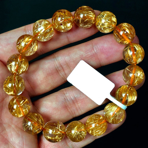 Natural Brazilian blond hair crystal full hair crystal bracelet female yellow hair crystal bracelet men's gold titanium crystal citrine couple jewelry