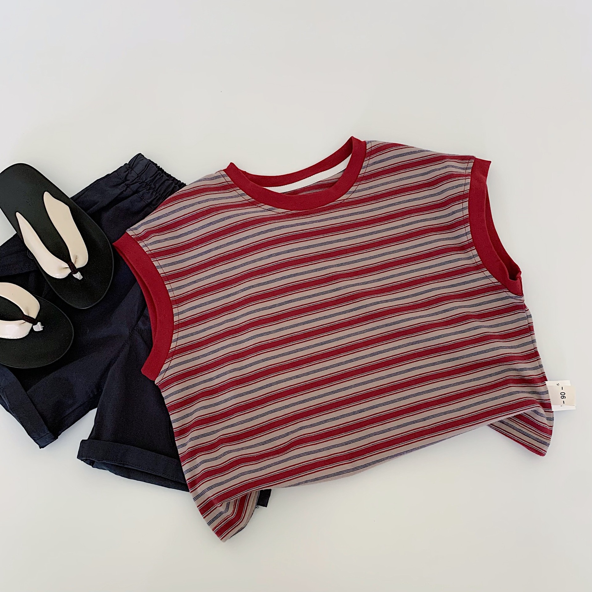 Chaleco a rayas para niños Maibao 2025 verano nueva ropa para niños casual sin mangas camiseta verano top a