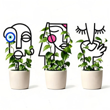跨境新品金属植物攀爬架创意人脸爬藤花架园艺盆栽支架固定支撑杆