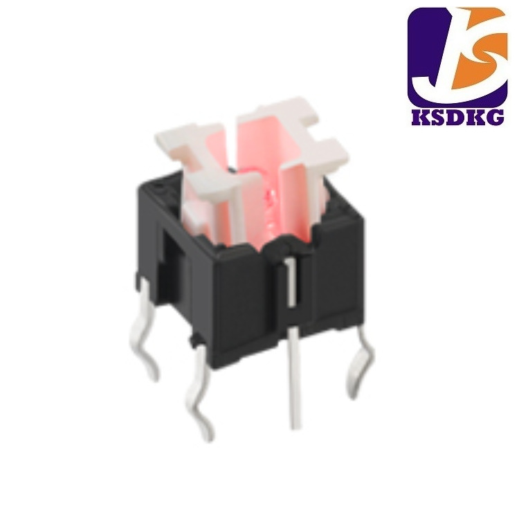 六脚直插带灯按键开关 耐高温 复位开关轻触按键开关