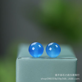 Natural fidelity jade 6/8/10mm blue agate loose beads round beads DIY bead chain pendant simple beaded jade charm