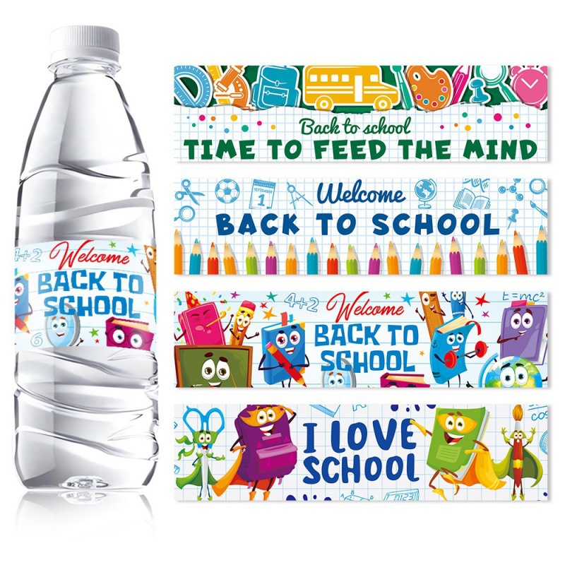 Pegatinas para Botellas de Agua de Papel Autoadhesivo para Temporada Escolar