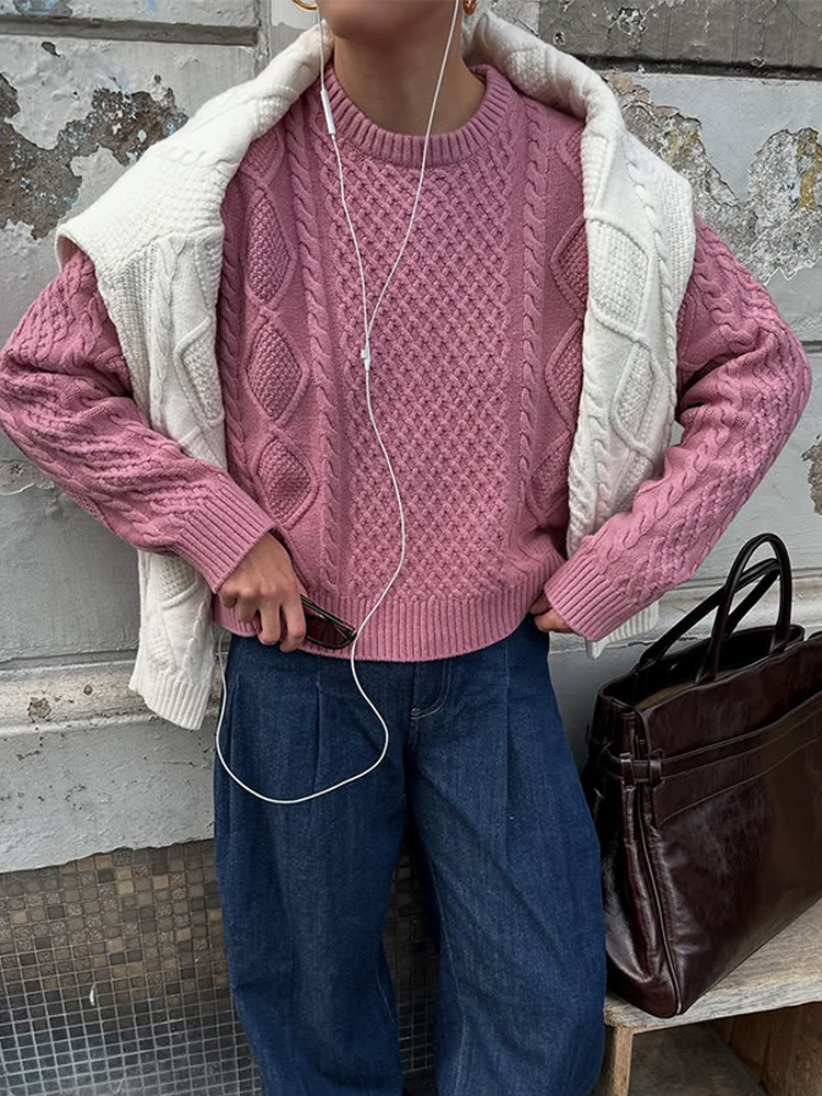 Suéter de manga larga de cuello redondo de color sólido 2025, otoño y invierno, nuevo estilo europeo y americano, abrigo casual transfronterizo, suéter de chaqueta suelta image 5