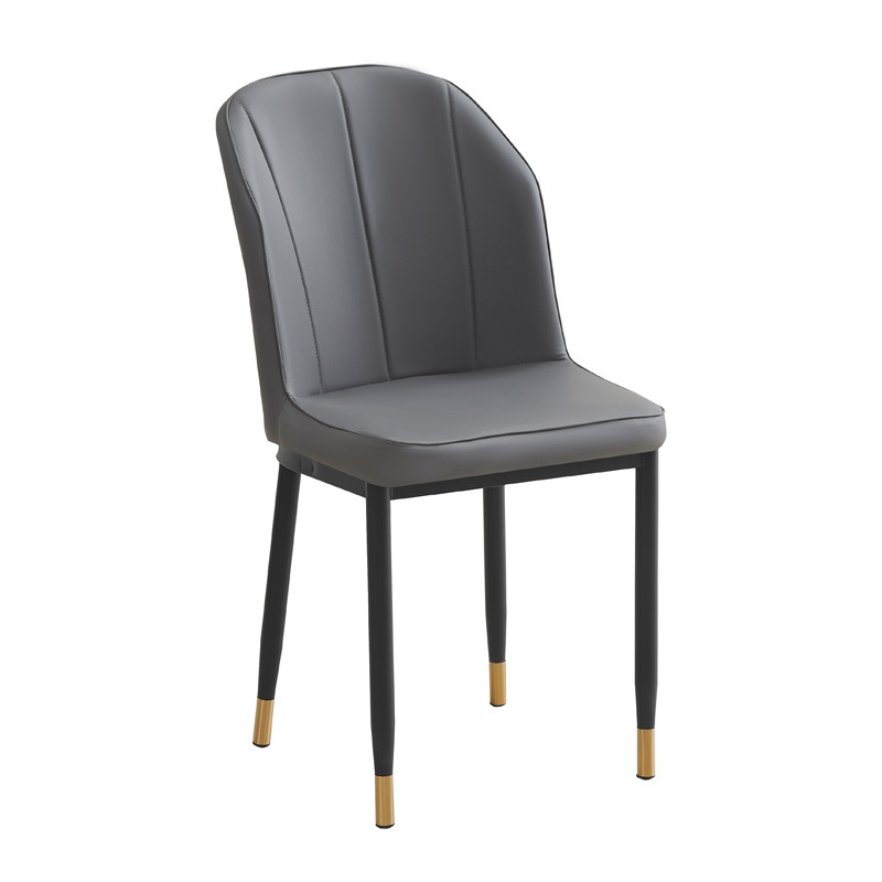 Silla de respaldo simple moderna silla de cuero silla de ocio silla de comedor de paquete suave silla de negociación silla de comedor de tres filas
