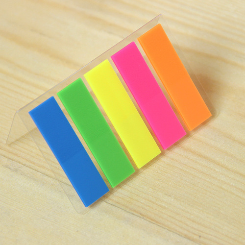 Deli 9063 fluorescent film indicator label classification stickers 5 colors colorful fluorescent classification label paper