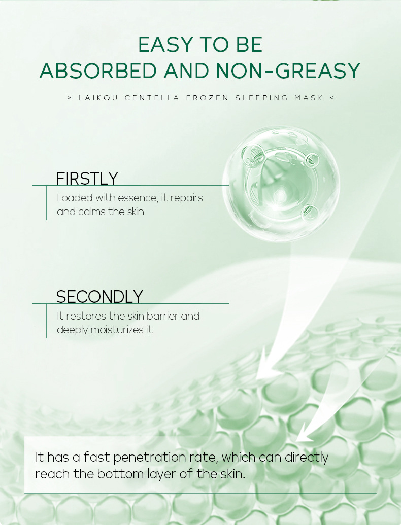 Wholesale cross-border LAIKOU Centella asiatica frozen Mask 100g application-based sleeping mask Hydrating Moisturizing Cleansing mask undefined