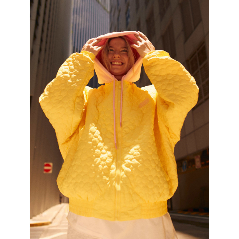 欧美跨境可拆卸帽拼接撞色棉服时尚宽松拉链夹棉外套女士MG603