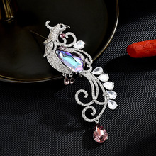 新款水晶重工凤凰胸针优雅复古气质配饰胸花别针高档饰品源头直批