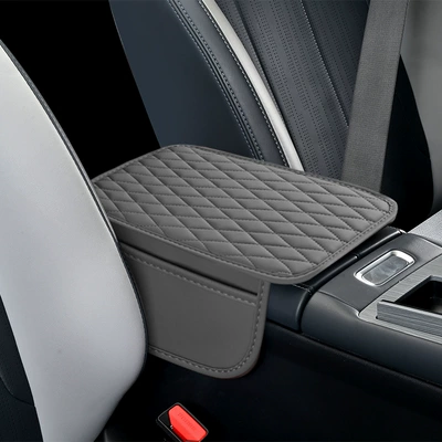 Armrest box pad, Cross-Border Universal Car Armrest - diamond-style-grey