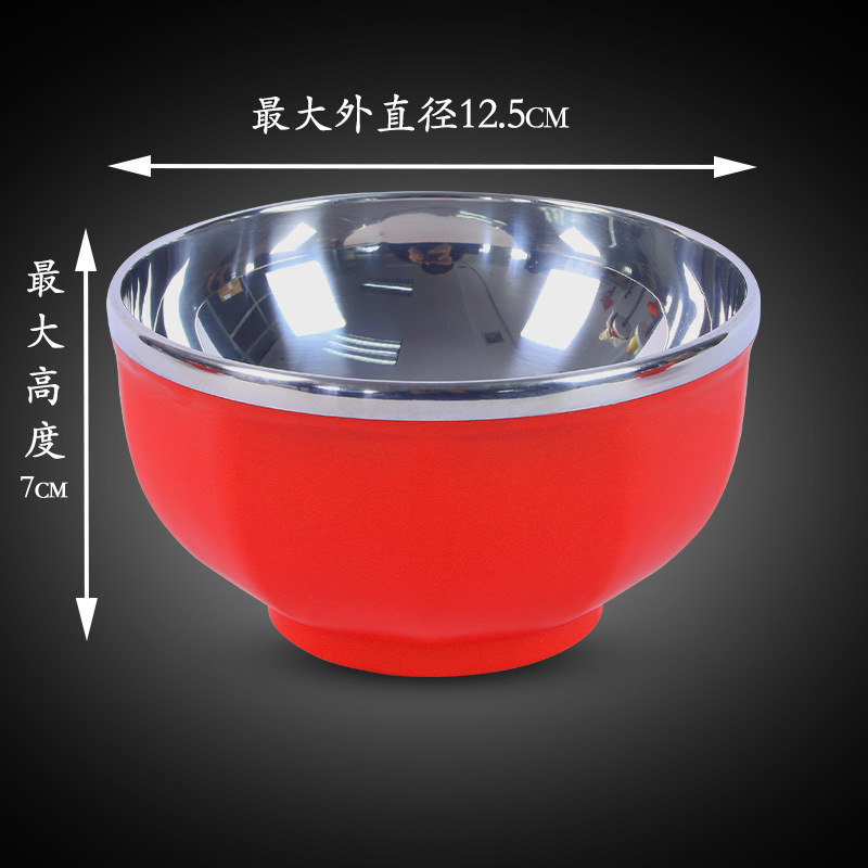 304 tazón de arroz de acero inoxidable de gran capacidad tazón de arroz kindergarten fábrica de aislamiento térmico tazón resistente a la caída de alto valor de color Estilo nórdico tazón