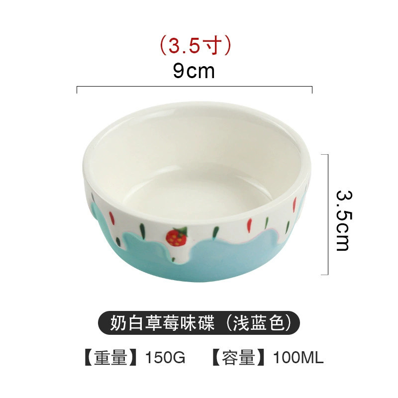 Ceramic tableware set, handmade strawberry design, 3-piece home dining kit