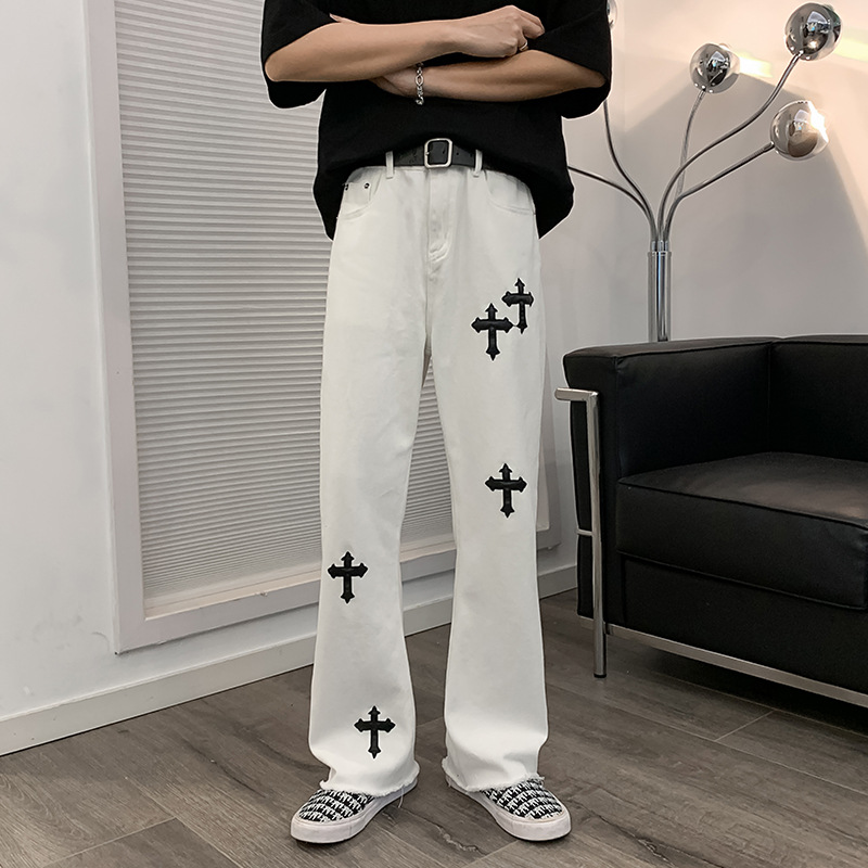 Cross jeans hombres 2022 primavera y otoño Harajuku estilo BF hip hop straight Loose casual deshilachados pantalones largos