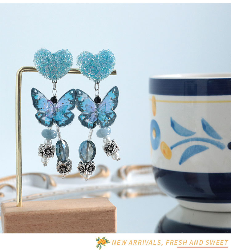 12g Weight 925 Sterling Silver Ear Needle Material Zircon Inlay Material Drop Earrings Classification 1 Pair Quantity Cute Heart Shape Butterfly Alloy Zircon Drop Earrings For Women's Daily Date