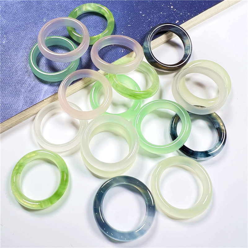 Yutian High Quality 23mm Acetic Acid Ring Imitation Jade Ring Running Ring Handmade diy Hand Twisted Hairpin Accessories
