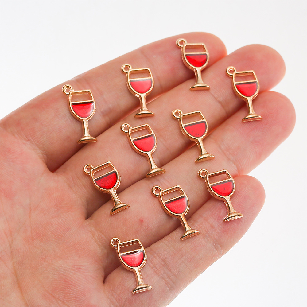 10 Pieces Simple Style Wine Glass Alloy Enamel Pendant Jewelry Accessories display picture 2