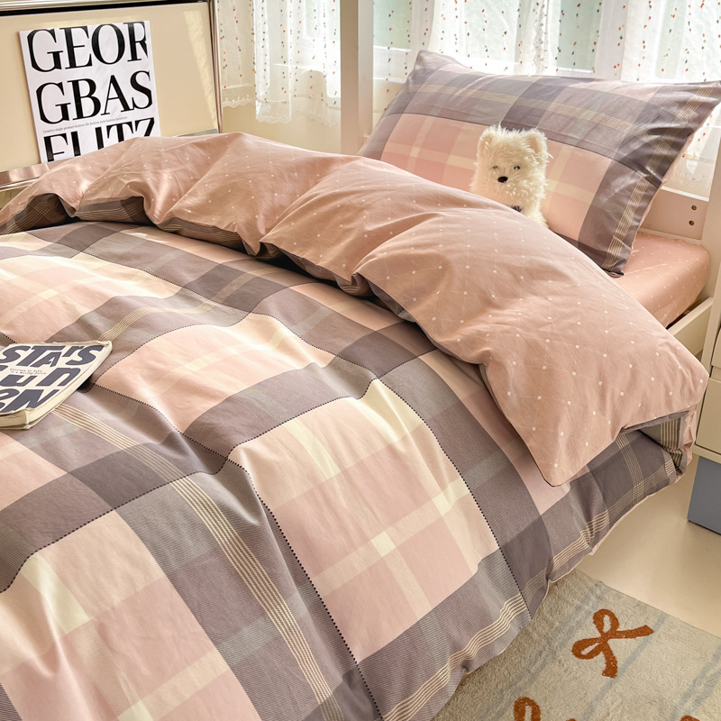 Ropa de cama de tres piezas de algodón para dormitorio de estudiantes, sábana de algodón 100%, funda de edredón, funda de edredón de algodón individual, sábana nueva