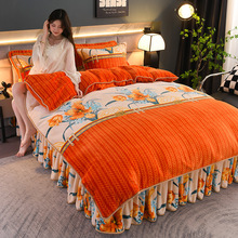 2025高克重A类冬季四件套直播床裙款法莱绒牛奶绒四件套源头直供