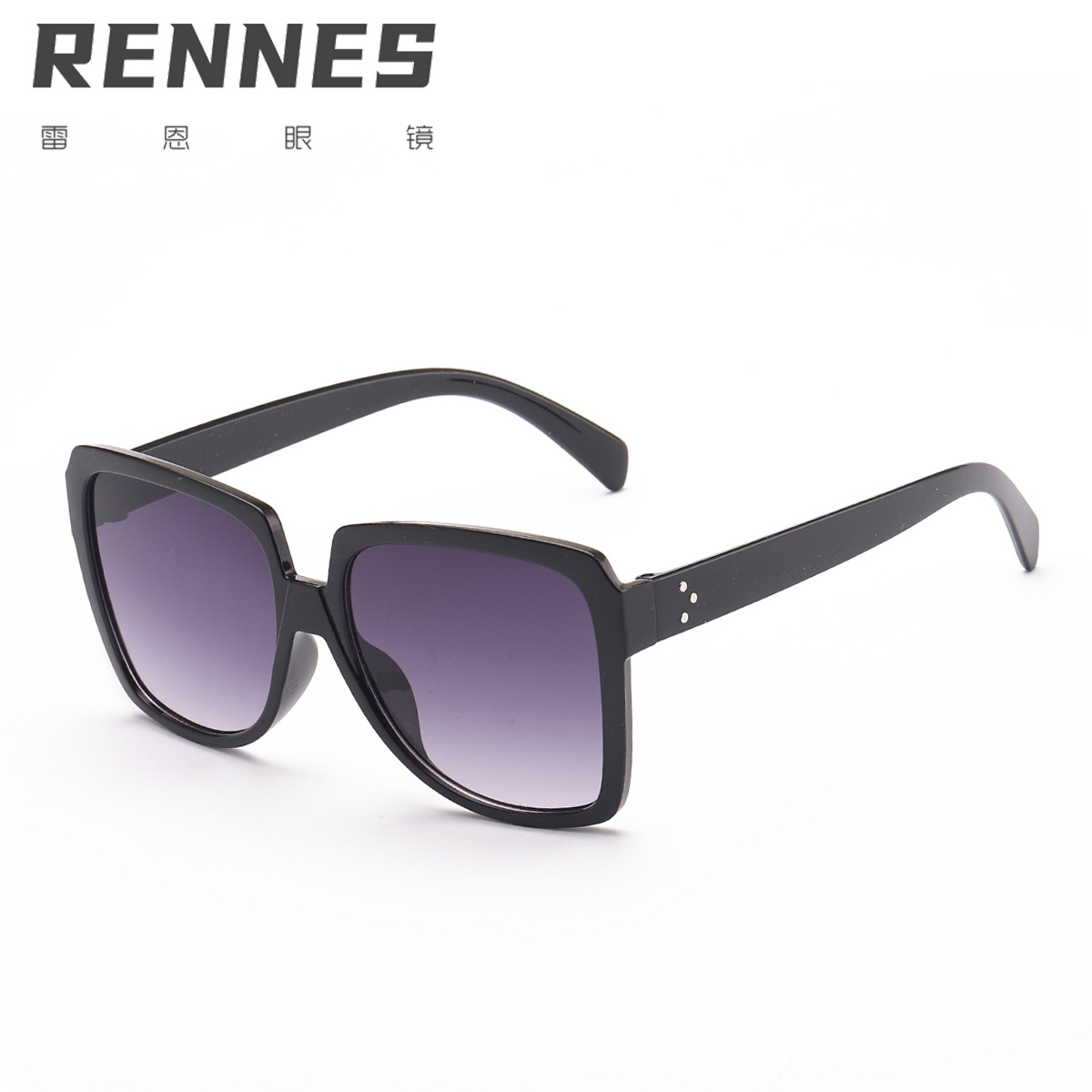 Gafas de sol transfronterizas de Europa y América de las mujeres de gran marco brillante negro liso ins gafas de sol 97079 grandes suglasses