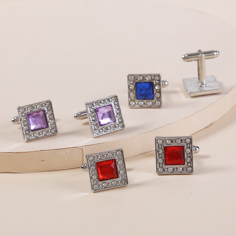 Diamond Square Shirt Cufflinks For Men's Suits And Formal Wear_voghion.com