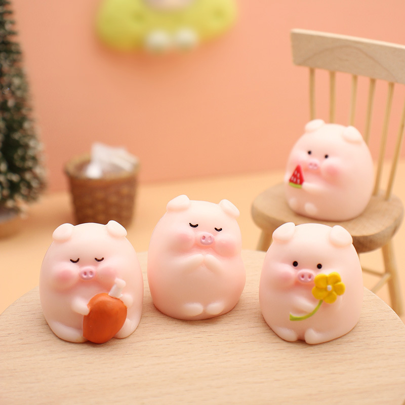Car Accessories Home Decor Ornament Plush Doll Center Console Cartoon Mini Cute Adorable Pig Ornament