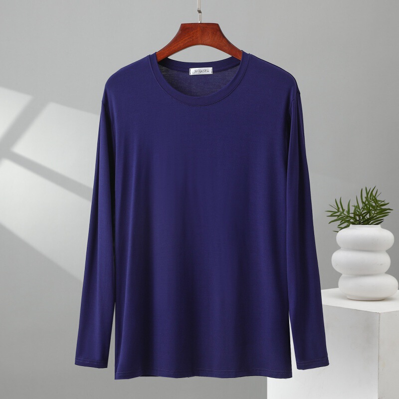 Men's Modal Long-Sleeve T-Shirt, Spring and Autumn Thin Style, Round Neck Base Layer, Simple Inner Wear, Plus Size Slimming Sleepwear, Autumn Top Men's Modal Long-Sleeve T-Shirt, Spring and Autumn Thin Style, Round Neck Base Layer, Simple Inner Wear, Plus Size Slimming Sleepwear, Autumn Top