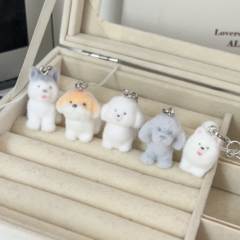 立体的なかわいい植毛子犬楽しいキーホルダー漫画甘いバッグペンダントカップル親友ギフトアクセサリー|undefined