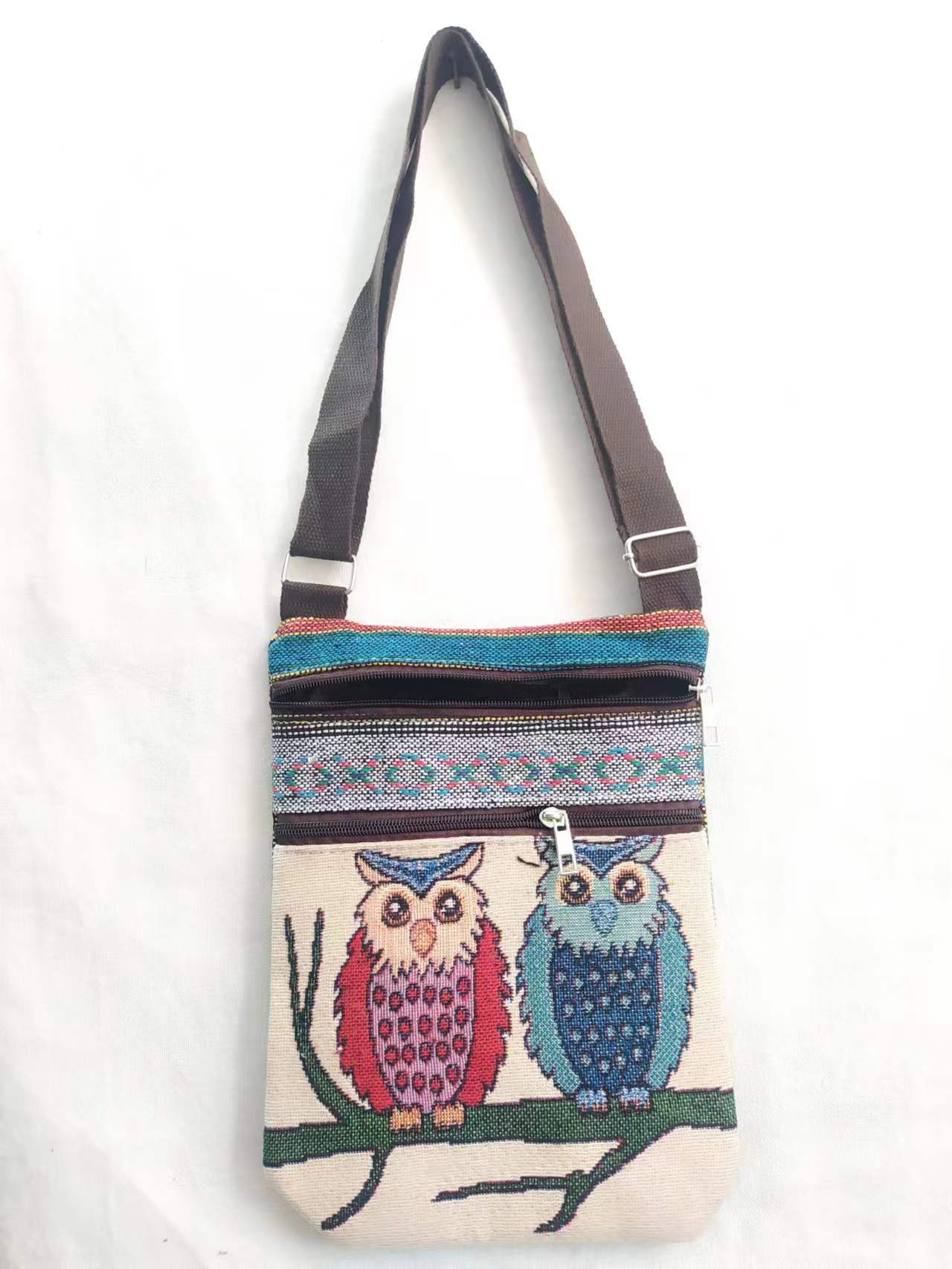 Estilo étnico bordado elefante dibujos animados bolsa de mensajero Dai bolsa de hombro de viaje de las mujeres teléfono móvil bolsa de hombro lateral