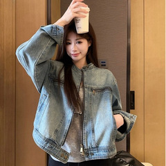 机车酷飒牛仔外套女夏季2025新款宽松显瘦时尚水洗休闲拉链上衣潮