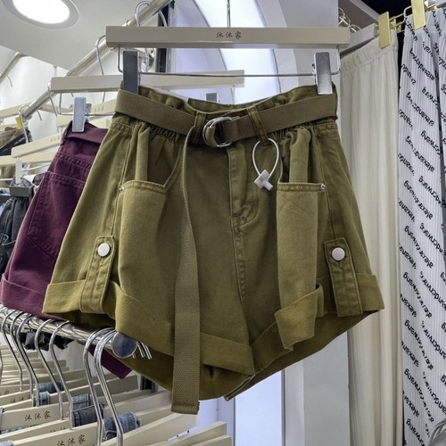 Summer Hanes Relaxed Fit Frayed Hem Jean Shorts for Women - Washed High-Waisted Wide Leg